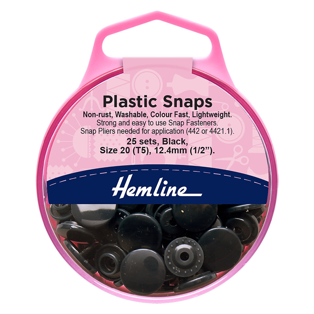 Plastic Snaps 12 4mm 1 2 Black 25 Sets Hemline