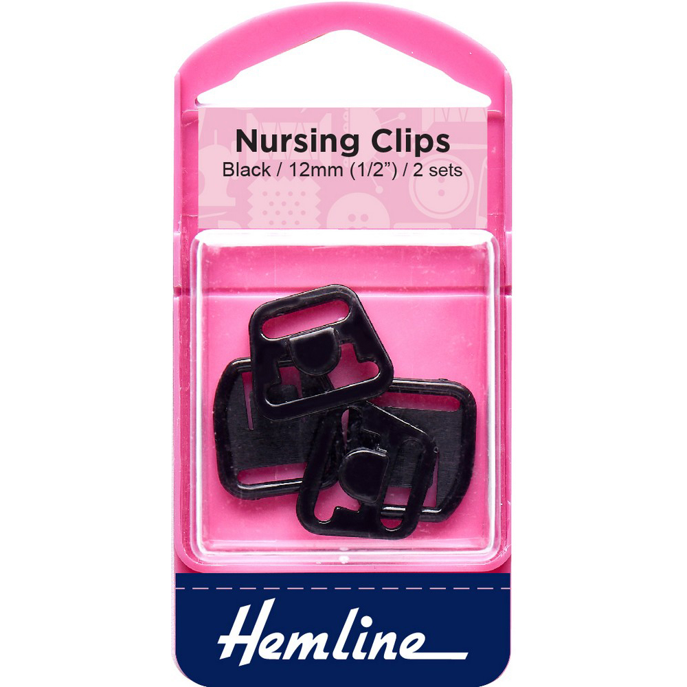 Nursing Clips 12mm / 1/2″ Black 2 Sets – Hemline