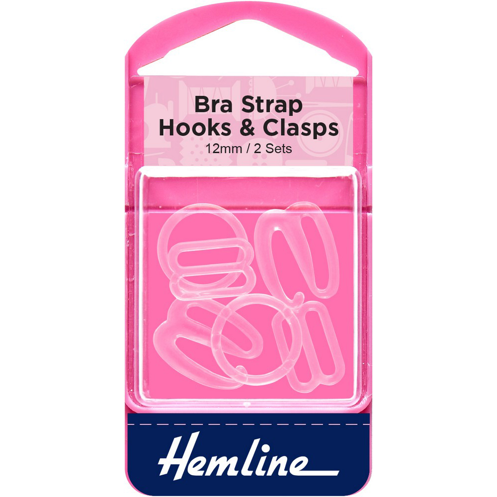 Bra Strap Hooks & Clasps 12mm / 1/2″ Clear 2 Sets – Hemline