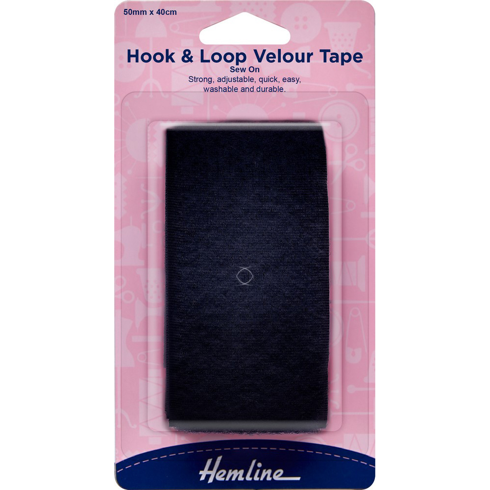 Hemline Black Self Adhesive Hook and Loop 20mm x 1.25m